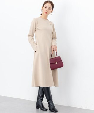組曲 L シックフレアニットワンピース ベージュ系
