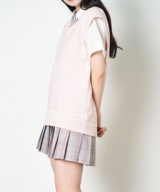 WEGO 【SCHOOLITEM】ラインスクールニットベスト ライトピンク