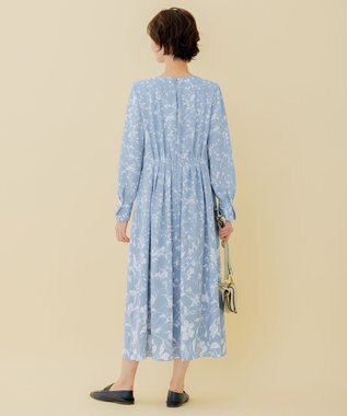 自由区 【XSサイズ～/洗える】グラデーションフラワープリント ワンピース スカイブルー系5