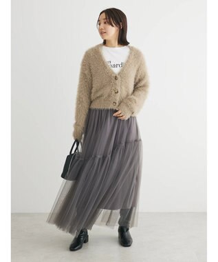 Green Parks ・Ｐｅｔｉｔ　Ｆｌｅｕｒ　シャギーニットカーディガン Gray Beige