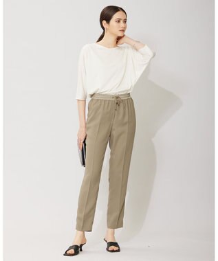 ICB 【接触冷感・UVケア・速乾・洗える】FluidBackSatin ドロストパンツ オリーブ系