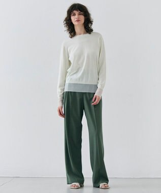 BEIGE， 【GISELe 6月号掲載】OREGANO / サマーウールタックワイドパンツ Olive