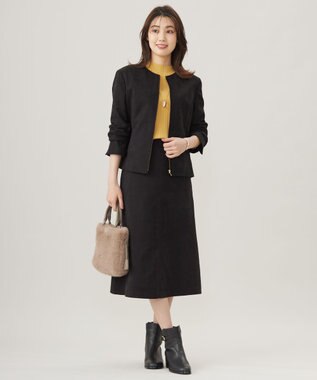 J.PRESS LADIES L 【洗える】シルセームスエード スカート ブラック系