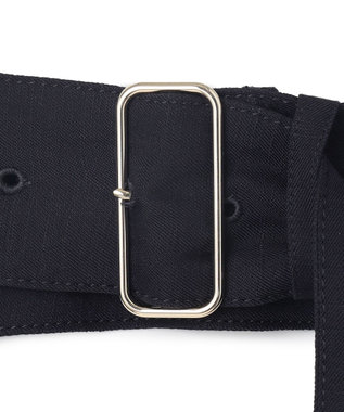 BEIGE， 【洗える】BERNARD / リネンワイドポケット付きラップベルト Navy
