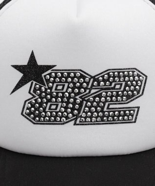 WEGO ナンバリングラインストーンメッシュキャップ ブラック