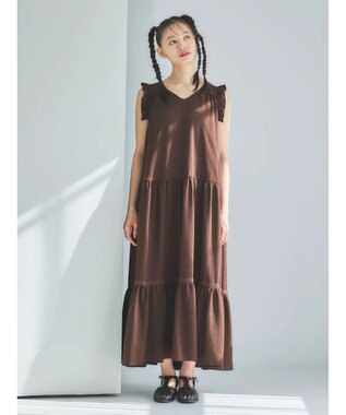 Green Parks ■ＥＳＣＡＲ　ドロストギャザーワンピース Brown
