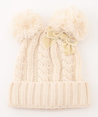 ANY KIDS ポンポン付き ニット キャップ エクリュ