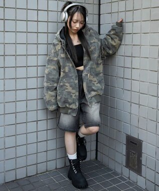 WEGO ワーカーズキルトフードブルゾン 柄1