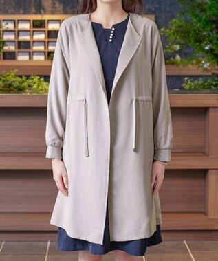 Tiaclasse 【洗える】タックヨーク着流しパフスリ－ブコート グレージュ