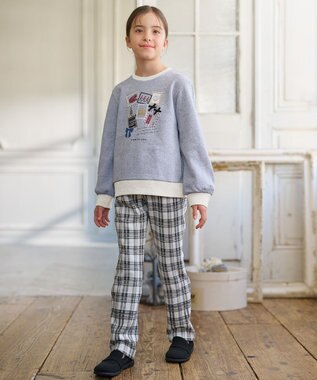 組曲 KIDS 【150-160㎝】シャギーチェック パンツ グレー系5