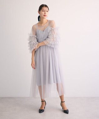 Green Parks ・Ｒａｉｌｍｅ　チュールワンピース（インナーＯＰ付） Light Gray