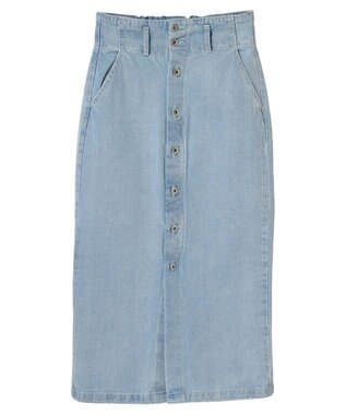 earth music&ecology ボタンナローデニムスカート Light Indigo