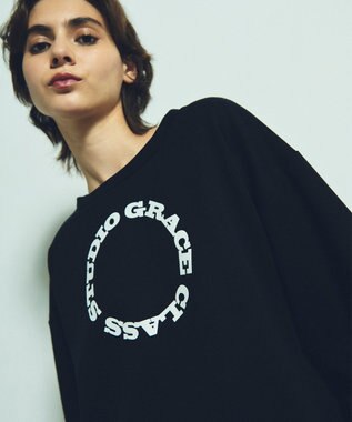 GRACE CONTINENTAL フロッキーロゴプリントトップ ブラック
