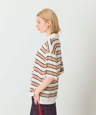 GRACE CONTINENTAL ボーダーニットトップ キャメル