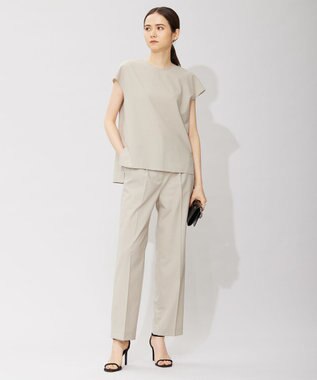 ICB 【洗える】 サマーウールトロ ストレートパンツ ライトオリーブ系