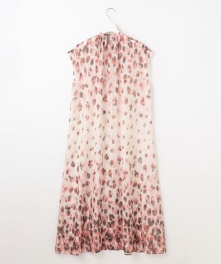 自由区 S 【カタログ掲載・洗える】グラデーションペタルプリント ワンピース カーキ×ピンク