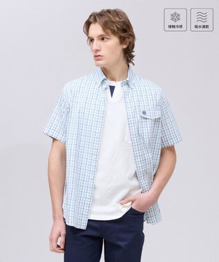 J.PRESS MEN 今季大人気！【吸水速乾 / 接触冷感 / 高通気性】Aero Weave クールマックスサッカー チェック シャツ / B.D.