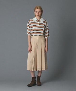 GRACE CONTINENTAL ボーダーニットトップ キャメル