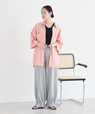 earth music&ecology 5分袖デニムシャツ Pink