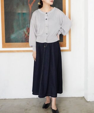 TOQUE 〈大草直子さんアドバイザー〉ウォッシャブルシルク×コットンニット ショートカーディガン グレー