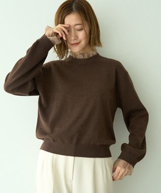 YECCA VECCA 2wayフリルクルーネックニット