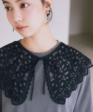 earth music&ecology レースつけ襟 Black