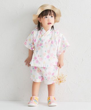 MIKI HOUSE HOT BISCUITS 【48-54cm】 麦わら風 リボン付きハット ベージュ