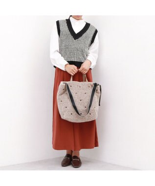 UNBILLION カシュカシュ cachecache / ミックスカラーボアドット2wayトート ブラウン