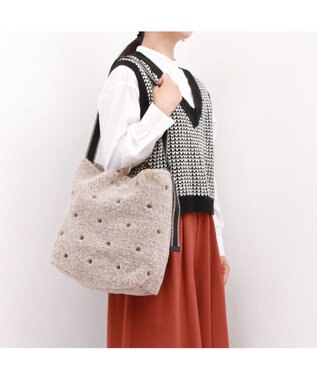 UNBILLION カシュカシュ cachecache / ミックスカラーボアドット2wayトート ブラウン