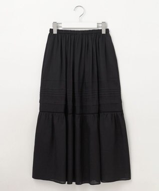 23区 【洗える】ブロドリーダンテル ティアードスカート ブラック系