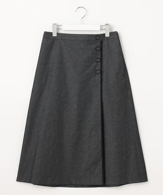 J.PRESS LADIES 【洗える・吸水速乾・接触冷感】リネンツイル スカート ブラック系