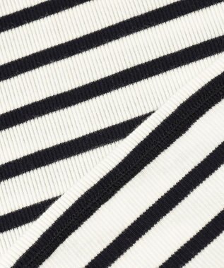 23区 S オーガニックコットンリブ タートルネック カットソー ブラックボーダー