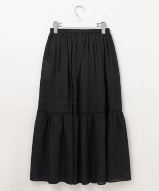 23区 【洗える】ブロドリーダンテル ティアードスカート ブラック系