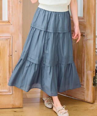 【洗える】タックデザインティアードスカート