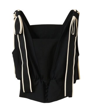 Green Parks ・ｓｗｉｎｇ　ｂｙ　ショルダーリボンノースリーブ Black