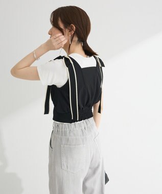 Green Parks ・ｓｗｉｎｇ　ｂｙ　ショルダーリボンノースリーブ Black