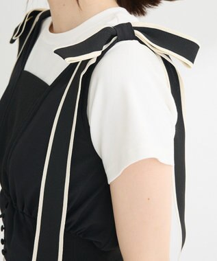 Green Parks ・ｓｗｉｎｇ　ｂｙ　ショルダーリボンノースリーブ Black