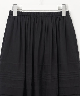 23区 【洗える】ブロドリーダンテル ティアードスカート ブラック系