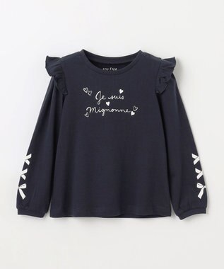 ANY KIDS 【WEB限定】7daysプリントTシャツ ネイビー×ロゴリボン