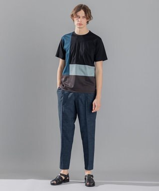 JOSEPH HOMME カラーコットンブロック クルーネックＴシャツ ブラック系3