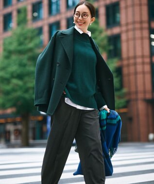 23区 S 【洗える】カシミヤブレンド ハイネック ニット グリーン系