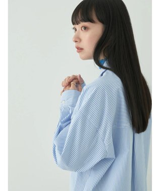 earth music&ecology ボーイズライクシャツ Stripe Sax