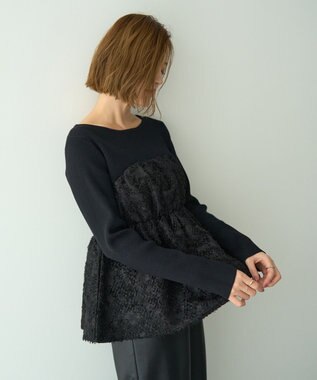 YECCA VECCA バルーンヘムドッキングニット Black