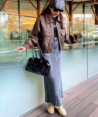 WEGO PUショートブルゾン ブラウン