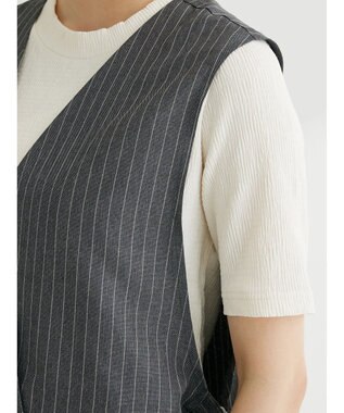 Green Parks アソート柄薄手ベスト Stripe Gray
