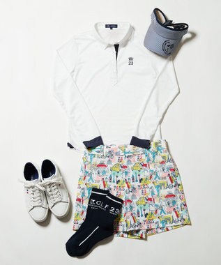 23区GOLF 【WOMEN】【ストレッチ】25周年 イラストレーターコラボ総柄 ショートパンツ ホワイト系5