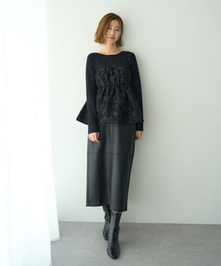YECCA VECCA バルーンヘムドッキングニット Black