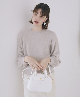 Maison de FLEUR 【限定カラーあり】フェイクファーラウンドバッグ White