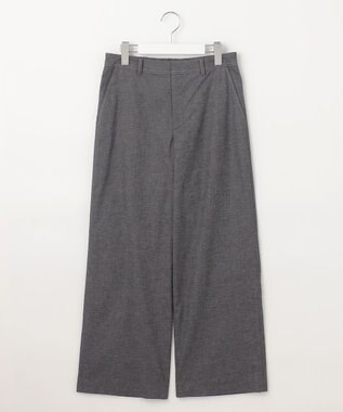 J.PRESS LADIES L 【洗える】麻ポリエステルストレッチ ワイド パンツ ブラックシャンブレー系