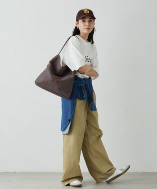 russet ナイロンラフィアワンショルダーバッグ(CE-1714) D.Brown